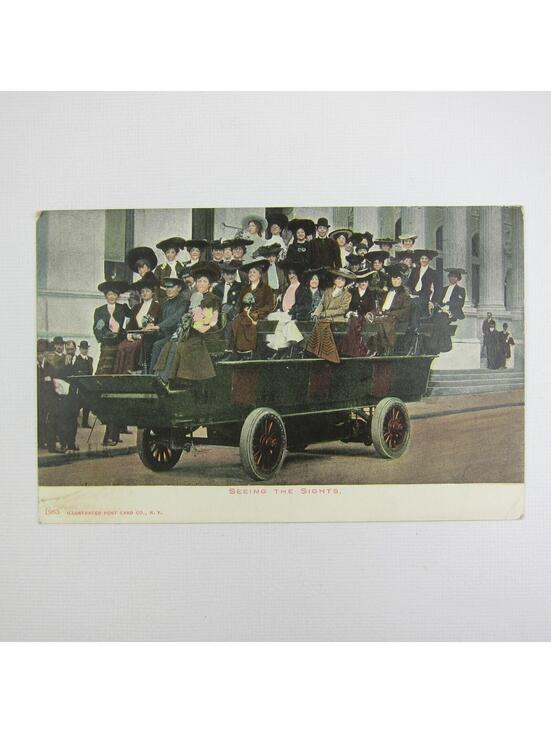 Other - Antique Postcard Electric Bus New York Sightseeing Tour UNPOSTED RARE